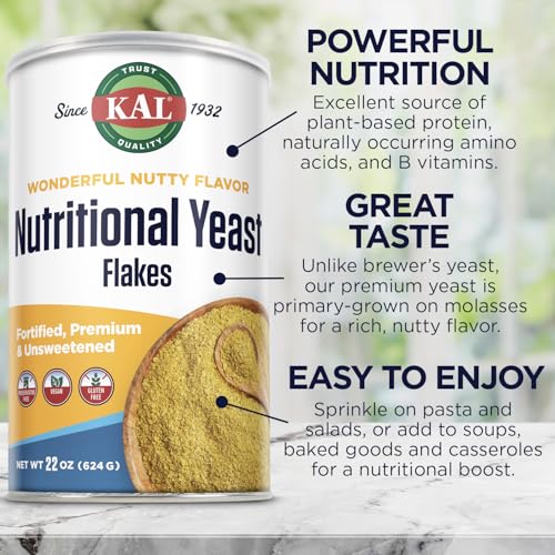 image for KAL Nutritional Yeast Flakes, Fortified with B12, Folic Acid & Other B