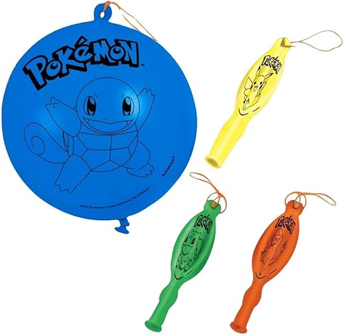 Globos de látex Pokémon Punch de varios colores, paquete de 4 (tamaño desinflado de 6.5 x 2.75 pulgadas), perfectos para fiestas y celebraciones