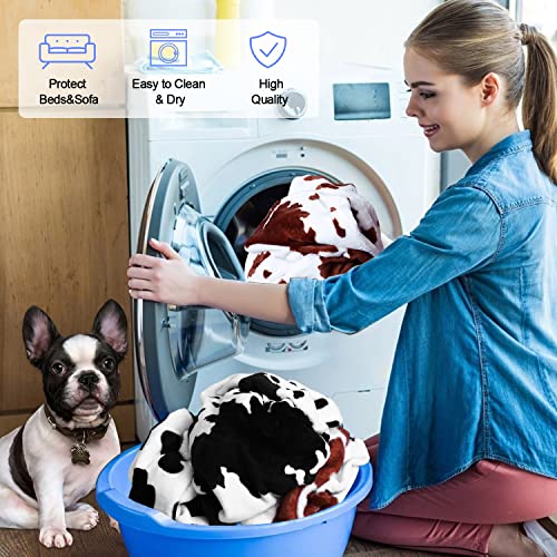 Image of Rezutan 1 Pack 3 Blankets for Dogs, Dog Blanket for Large & Medium Pet Cat, Premium Soft Fluffy Suitable for Dog Kennels & Beds, Sofas, Gifts Puppy Essentials, 41x31inch, Black Brown White Cow Print