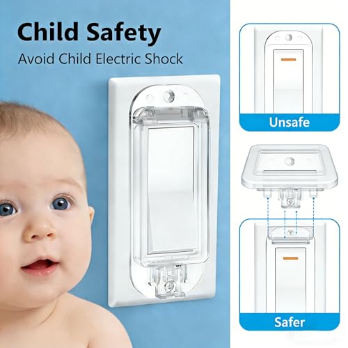 Image of ZEFTV 2 Pack Light Switch Guard Cover Child Safe Wall Switch Cover Guard for Rocker Light Switches Electrical Outlet Receptacle Covers Guard