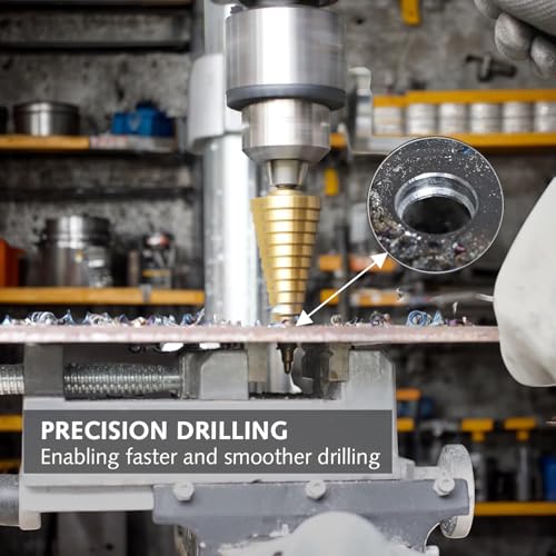 3 pcs HSS Step Bits, High Speed Steel Step Drill Bit Set (4-12mm, 4-20mm, 4-32 mm) Cone Drill Bits Hole Cutter,Cone Hole Cutter Drill Bits with Universal Hex Shank for Wood, Plastic and Sheet Metal 2 3 pcs HSS Step Bits, High Speed Steel Step Drill Bit Set (4-12mm, 4-20mm, 4-32 mm) Cone Drill Bits Hole Cutter,Cone Hole Cutter Drill Bits with Universal Hex Shank for Wood, Plastic and Sheet Metal - Image 2