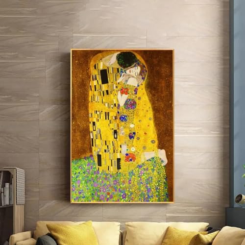 Gustav Klimt Kiss impression sur toile 30x50 cm décoration murale Vienne sans cadre