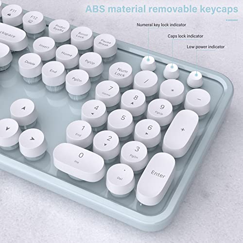Ubotie Colorful Computer Wireless Keyboard Mouse Combos, Typewriter Flexible Keys Office Full-Sized Keyboard, 2.4Ghz Dropout-Free Connection And Optical Mouse (Green-White) #TOP3