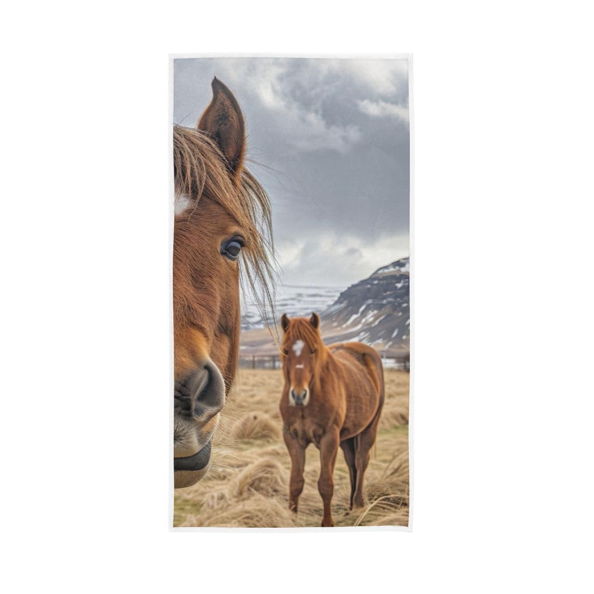 HUYGD Funny Brown Horses Hand Towel Soft Washcloths Spa Towels 15 x 30 Inch