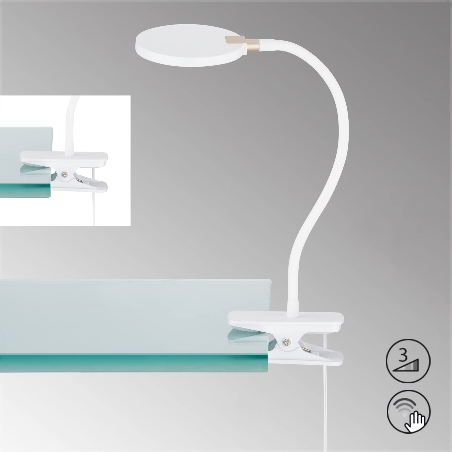 Fischer & Honsel | Klemmleuchte, Luiz 1x LED 5,0 Watt, weiß, Flexarm