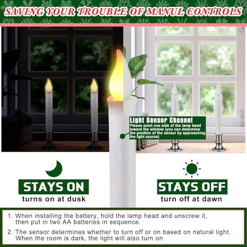 Bougies de Noël à LED avec flamme ambrée vacillante de 24 cm - 4