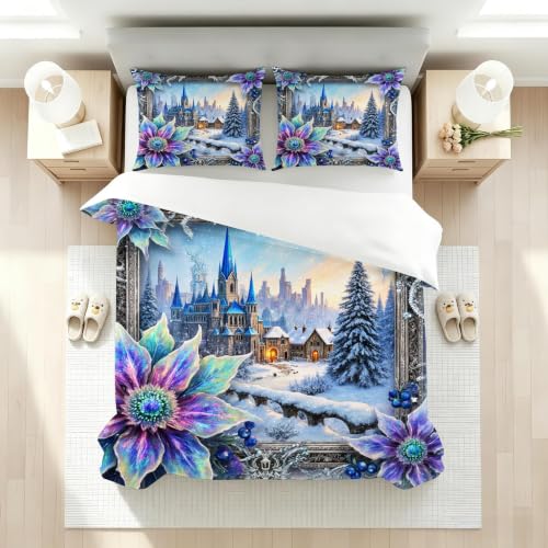 Housse de couette 140x200 fleurs colorées microfibre douce à fermeture éclair - 3