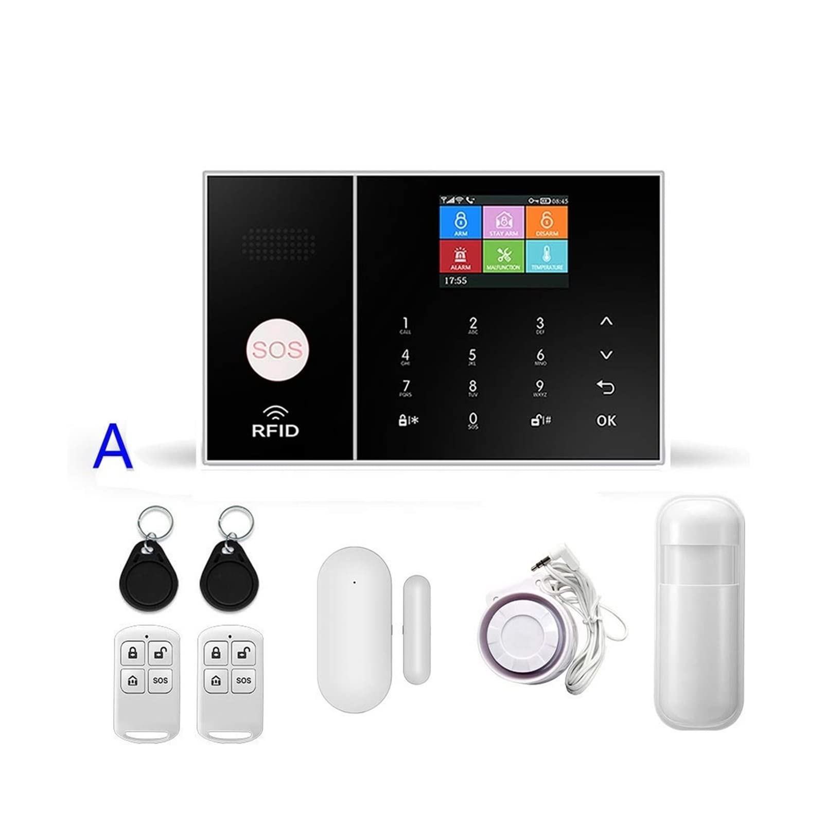 WiFi GSM / 2g Système d'alarme de sécurité à Domicile sans Fil avec capteur de Mouvement Tuya Vie Intelligente App(PG108-2G-C)