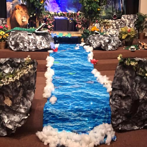 Image of Tiamon 2 Pack Rainforest Party Decorations 3.3 x 6.6 Ft Foil Fringe Waterfall Landscaping Backdrop Rainforest Falls Tinsel Streamers Vacation Bible School Photo Props for 2026 VBS Party Supplies