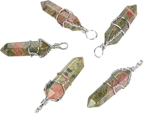 Miniatura 5 de 4 piezas Adabele - Colgante de piedras preciosas curativas de amatista morada natural en forma de bala, punto de espiga, cuentas sueltas de cristal