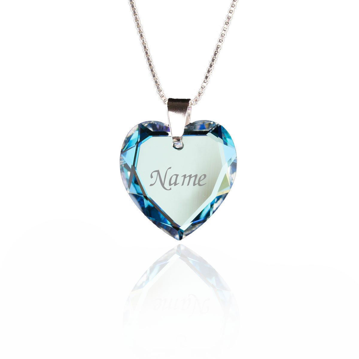 Lieblingsstück, Kinderkette 925 Sterling Silber mit SWAROVSKI ELEMENTS Herz Anhänger Herz und individueller Namensgravur