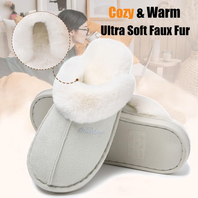 Misolin Pantofole Scamosciate da Donna Uomo Invernali Interne Ciabatte Casa Morbida Autunno Inverno Memoria Schiuma Pavimento Indoor Outdoor