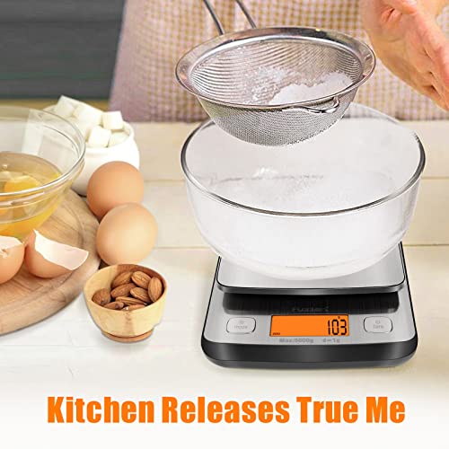 Fuzion Kitchen Scale, 11Lb Food Scales Digital Weight Grams And Oz, Lcd Backlit Display, Stainless Steel Digital Scale With Tare & Auto Off For Baking And Cooking, Batteries Included #TOP4