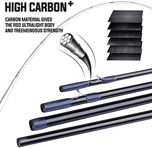 Sougayilang Fliegenfischrute, leicht, ultra-tragbar, 4 Stück, Graphit, Fliegenfischstange, 5/6 Komplettstarter 7/8 Gummi… – Bild 4