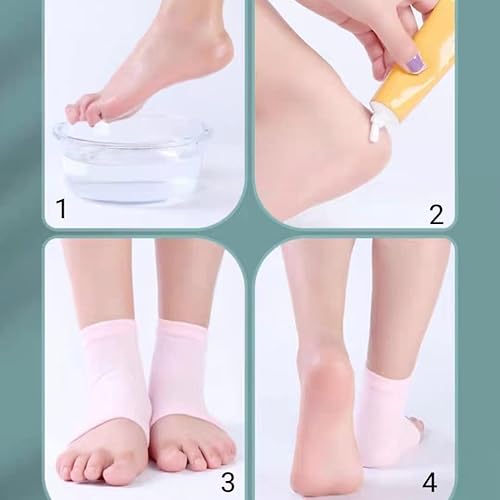 Miniatura 5 de 8 pares de calcetines hidratantes sin dedos, calcetines para dormir para mujeres y hombres, calcetines de talón de gel agrietados, reparación de
