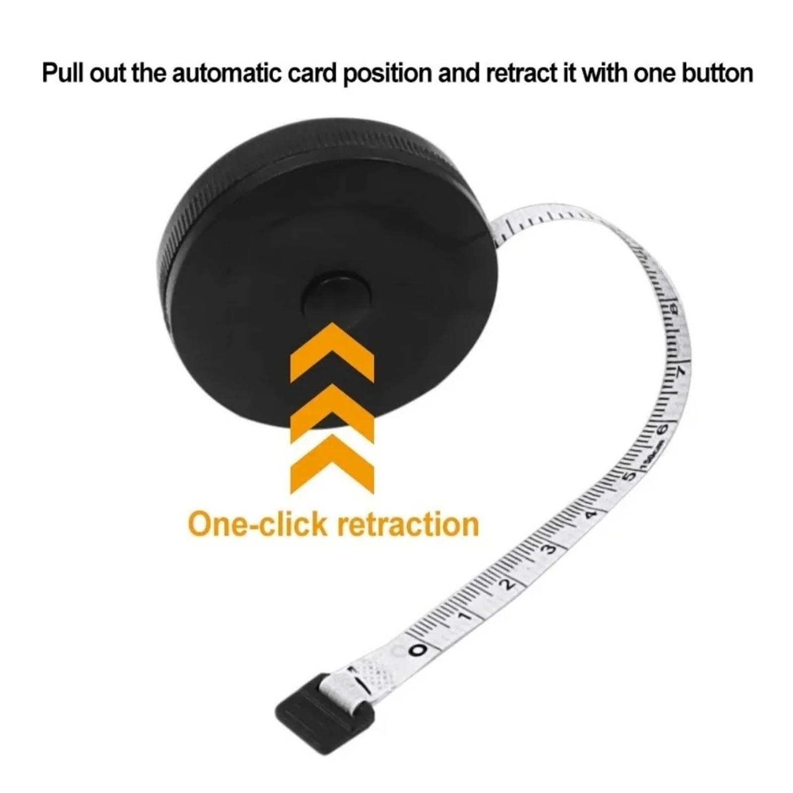 Portable for Mini Keychain Tape Measure Retractable Soft Ruler 150 cm Sewing Fabric Tool (Black)