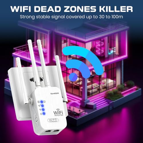 Image of GameSir WiFi Repeater 300Mbps Wireless Range Extender | 4 High-Gain Antennas | WiFi Signal Booster for Home, Office, | Supports WPS, AP & Repeater Mode (2)