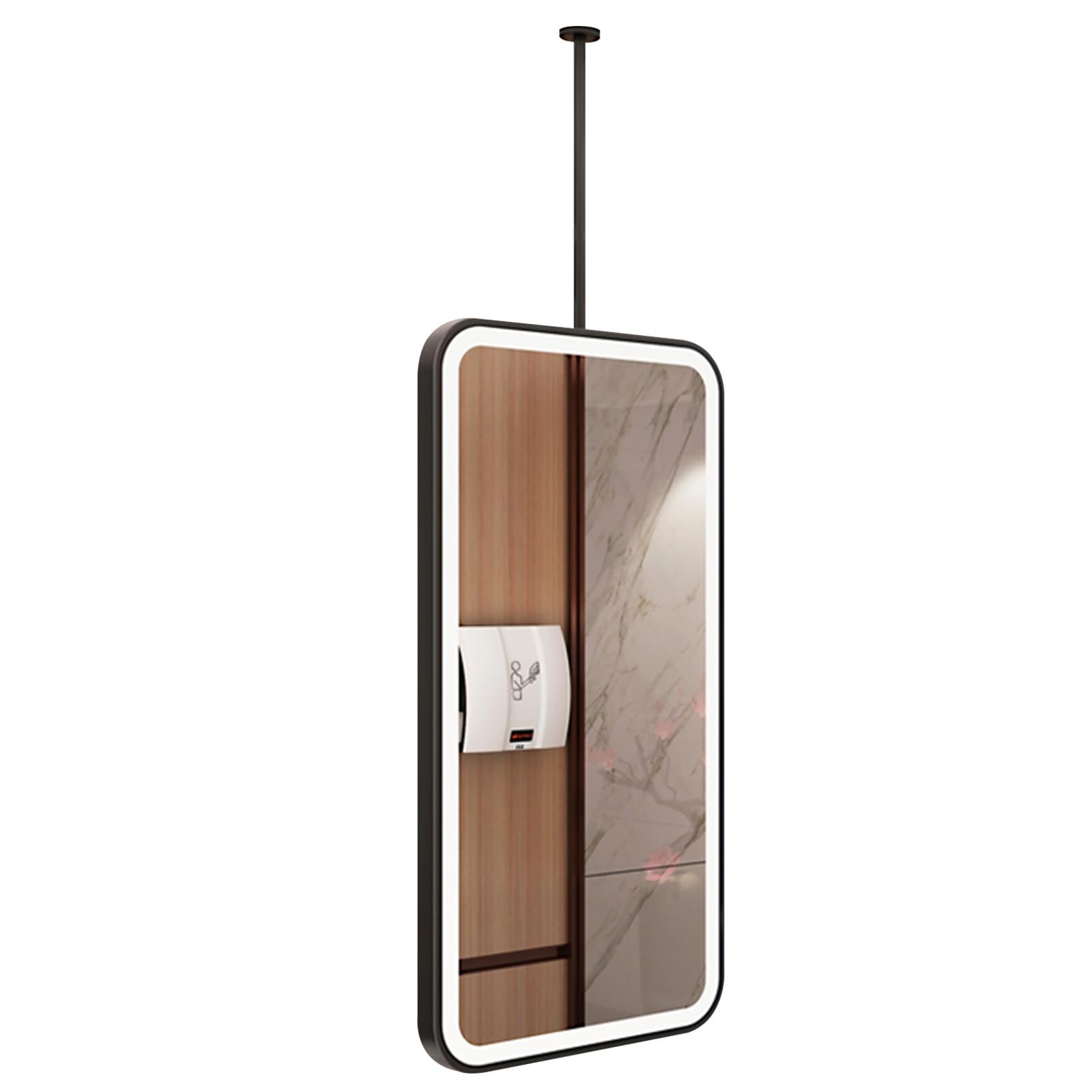 ITOSUI Rectangular Bathroom Mirror with LED Light, Shatterproof Glass Vanity Mirrors for Home or Hotel, Ceiling Hanging Rod Mirror for Entrance Cloakroom, HD Mirror(50cmx70cm)
