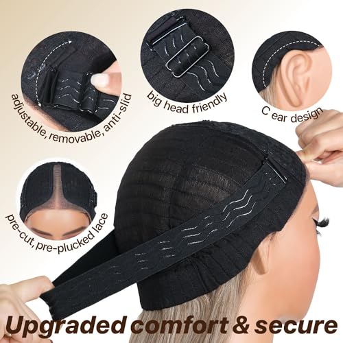 Wear and Go Glueless Wigs Pre Plucked Pre Cut for Beginners Honey Blonde Synthetic Lace Front Wigs For Woman Long layered straight Wigs with bangs 427 middle part wig 26 Inch - Image 5