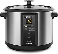 Panela Elétrica Electrolux vapor arroz capacidade 1,8L 10 xícaras 4 funções pré-programadas timer panela removivel antiaderente tampa vidro ECC20 inox 127v por Rita Lobo