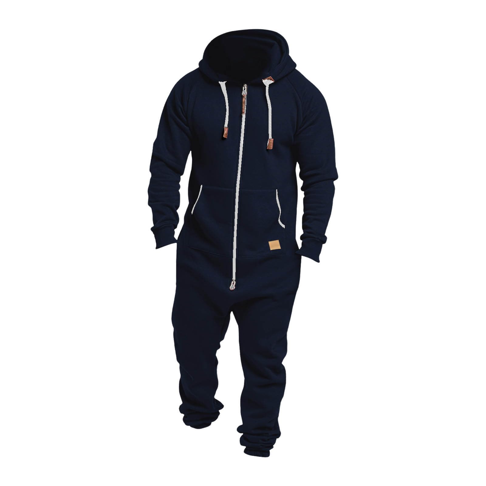 Mono de hombre con estampado de cremallera azul S ropa casual invierno 6