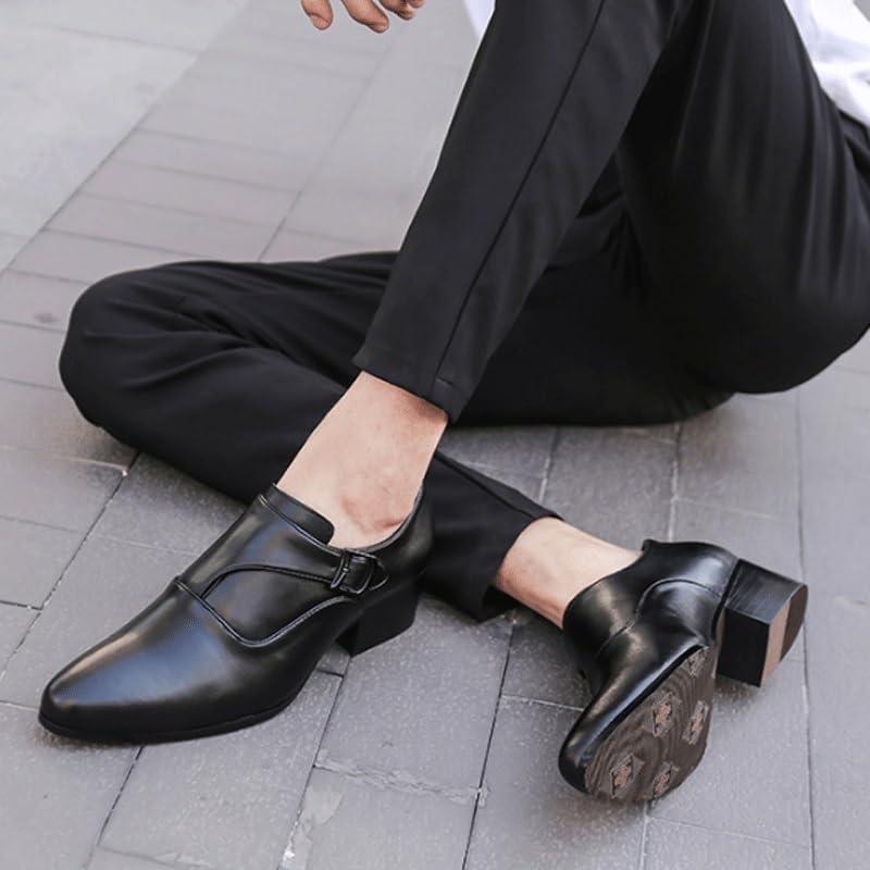 Men's Genuine Leather Platform Oxfords Slip On Pointed Toe Derbys Classic Formal Business Shoes Formal Oxford Weddings Prom2