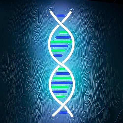 Image of DNA Double Helix Neon Signs for Wall Decor, Dimmable LED DNA Neon Light Art Wall Sign, USB Powered for Man Cave Gaming Room Bedroom Biology Science Gift Decor for Nurse Doctor Physician(4.7 * 16.1in)