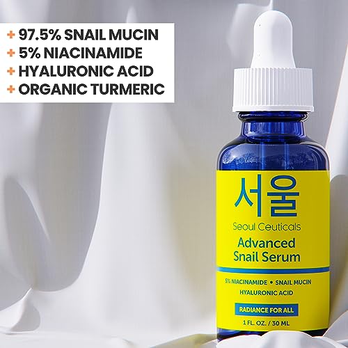 SeoulCeuticals 5% Niacinamide & Snail Mucin Essence Serum - Anti-Aging K-Beauty for Dull Skin (1oz)