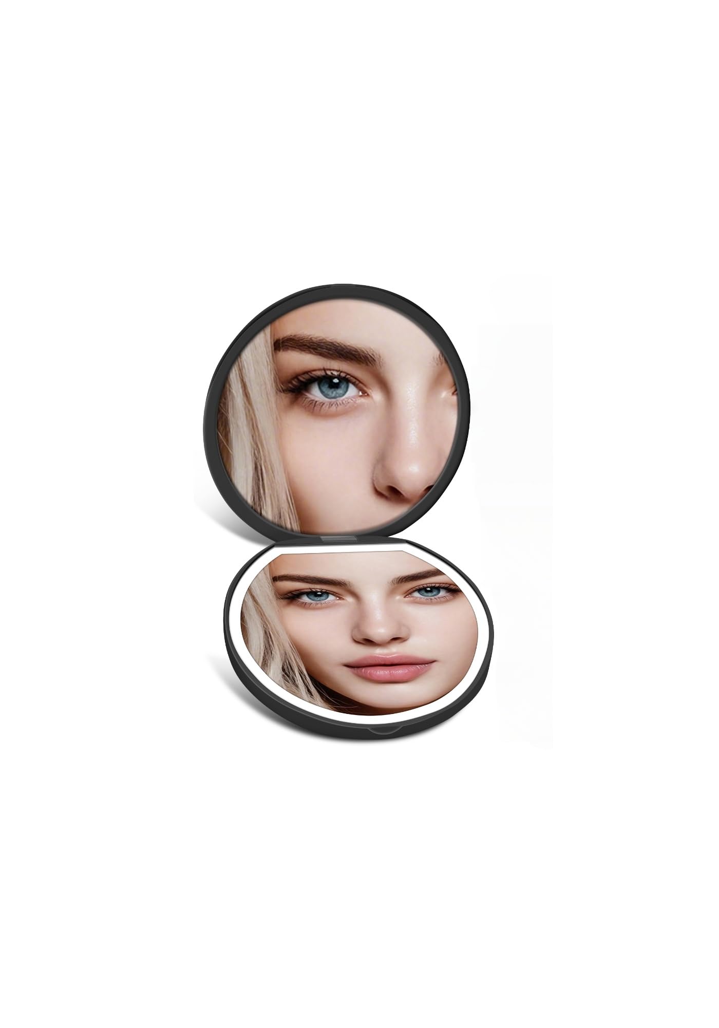 SisKokoro Compact Mirror with Light, Rechargeable 40X Magnifying Mirror with 3 Lighting Modes & Dimmable Brightness, Portable Travel Makeup Mirror; Essentials for Travel, Pocket, Purse Gifts Black โ image 1
