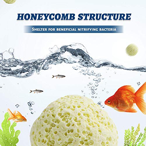Nezo Filter Media High Density Yellow Bio Ceramic Ball 2-Pack For Freshwater Aquarium,Marine Fish Tank,Canister Filter,Koi Pond With Free 2 Mesh Bags. #TOP2