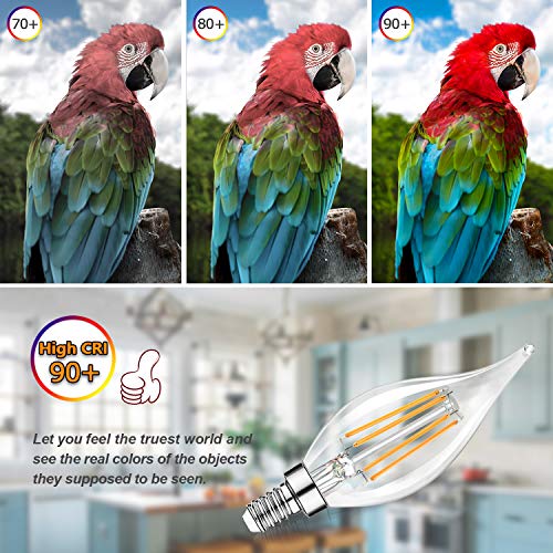Tobusa 480820-06 Dimmable E12 Candelabra Led Bulbs 60 Watt Incandescent Equivalent, 2700K Warm White, Clear Filament Led Chandelier Light Bulbs 6W, 600Lm, Ca11 Vintage Ceiling Fan Light Bulb With Flame Tip thumb #3