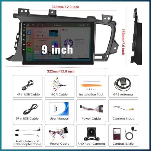 UNITOPSCI 4G + 64G 8 núcleos Android 13 rádio estéreo para carro Kia Optima K5 2011 2012 2013 CarPla