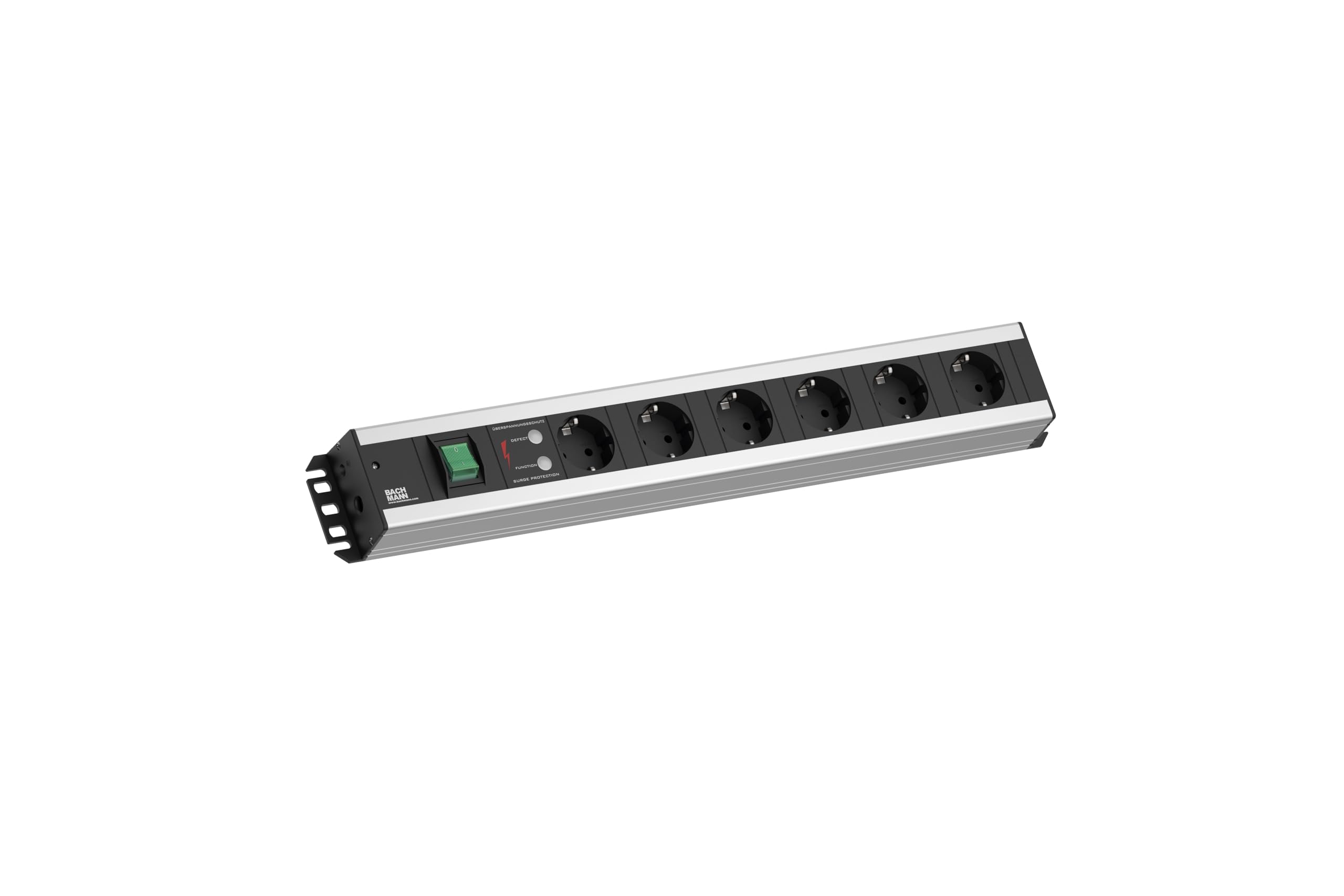 BACHMANN Listwa zasilająca, 6 gniazd, z ochroną przed przepięciem i przełącznikiem, kabel 2 m, do majsterkowania, szara, 300.011 (bardzo wytrzymała konstrukcja)