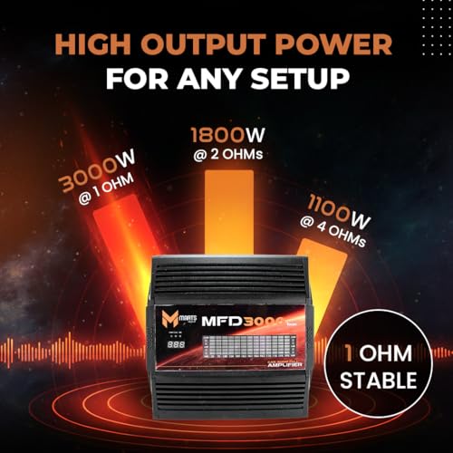 Image of Marts Digital 3000W Class D Full-Range Mono Amplifier MFD3000, 1-Ohm Stable | Compact Car Audio Amp for Subs & Speakers, Clean Power, Bass Boost, Variable LPF /HPF