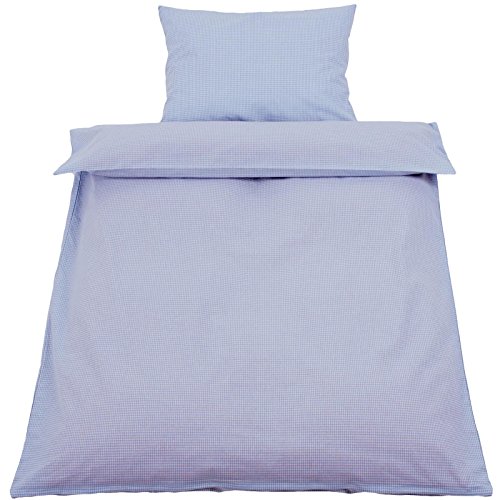 Hans-Textil-Shop Kinderbettwäsche 100x135 40x60 cm Vichy Karo 2x2 mm - Kariert, Karomuster, Kinderzimmer, Landhaus, Reißverschluss (Hellblau) Cover