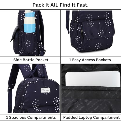 Image of HYDER Bloom 15L Cute & Stylish College Bag for Girls | Padded Laptop Compartment | School, College, Office, Travel & Tuition Bag for Women | Durable Backpack