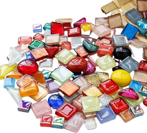 AITINIA DIY Mosaic Tiles for Crafts, Colorful Glass Mosaic Kits for Adults, 700 Pcs Various Shapes Stained Glass Mosaic Tiles, Children Handmade Art Craft Projects for HOM Decoration (Various Shapes)