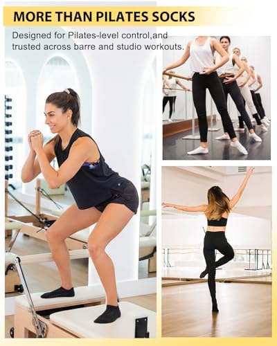 Image of Aoliks Pilates Socks Yoga Socks with Grips for Women, Grip Athletic Socks for Pure Barre Ballet Dance Workout Hospital