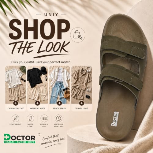 Image of DOCTOR HEALTH SUPER SOFT Men's Adjustable Strap Sandals | Soft Cushioned Footbed | Lightweight Anti-Skid Comfort Sandals | Casual Everyday Wear Slip-On Sandals for Men