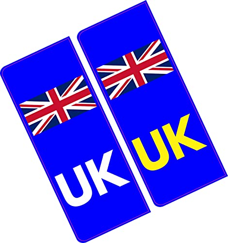 UK Car Number Plate – Vinyl Stickers – Union Jack – NO EU Flag Brexit – Pack of 2 (Front/Rear) Replaces GB Sticker