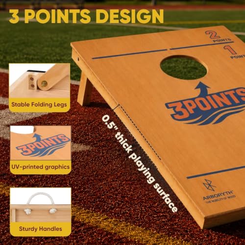 Image of Cornhole Board Set for Adults, Premium Wooden Bean Bag Toss Game with 8 All-Weather Bean Bags, Integrated Bean Bag Storage, Foldable Legs Outdoor Game