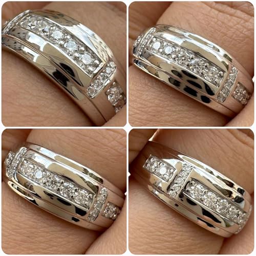 Heinlov Moissanite Mens Wedding Band D Color VVS1 925 Sterling Silver Ring Promise Rings For Him Round Cut Engagement Eternity Size 6 - Image 7