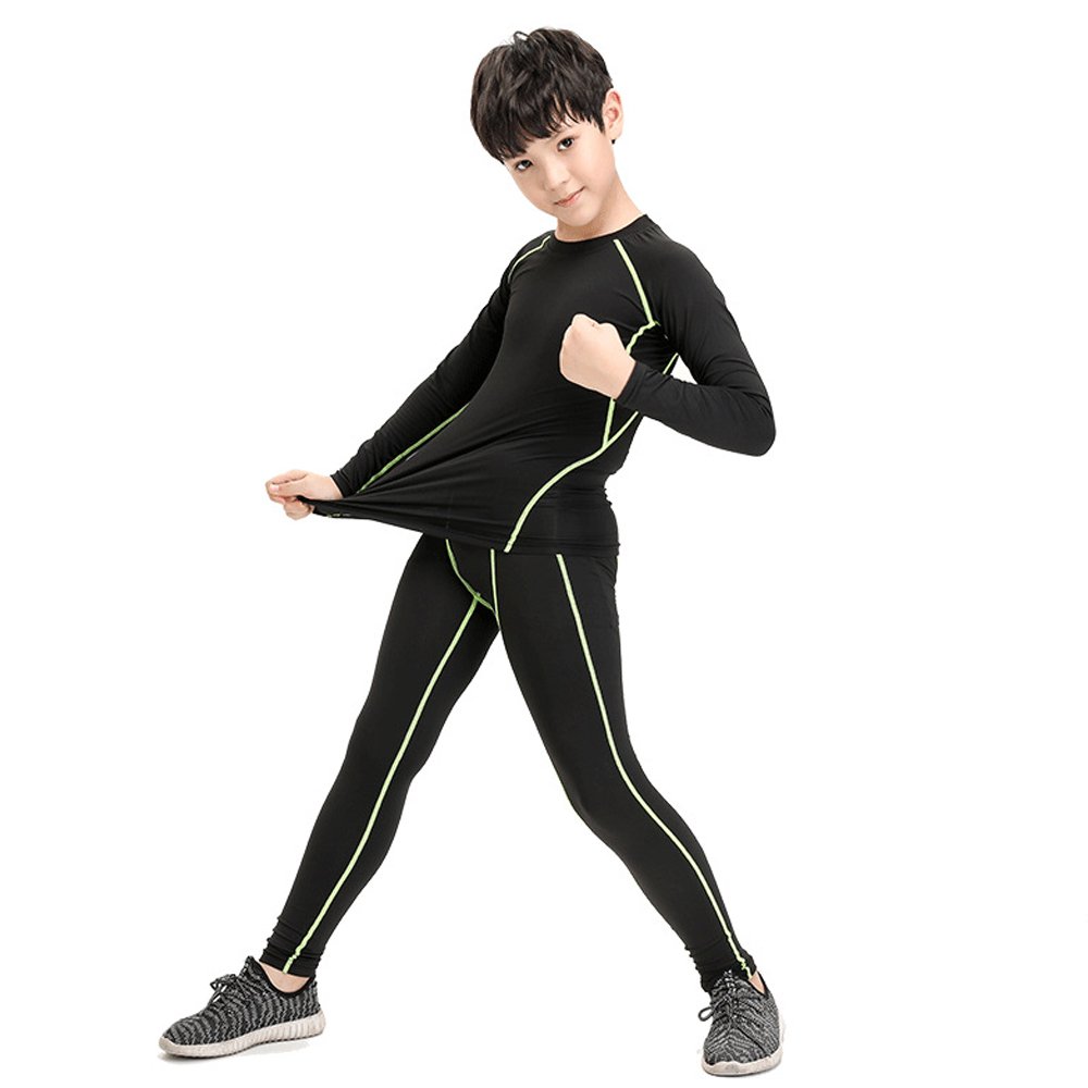 LIIL Boys & Girls Compression set Long Sleeve T-Shirt pants 2 PCS Cool Dry