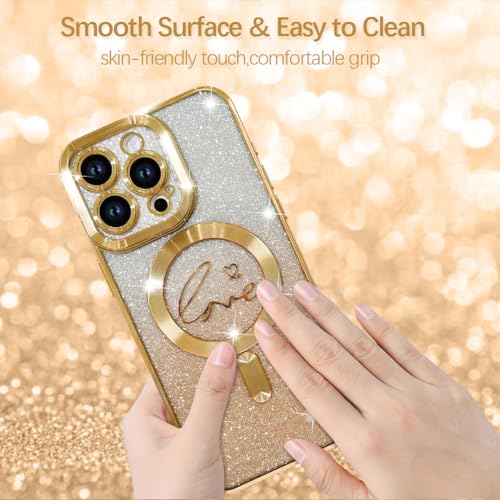 Image of ZIYE Magnetic Case Designed for iPhone 15 Pro Glitter Case-Gold