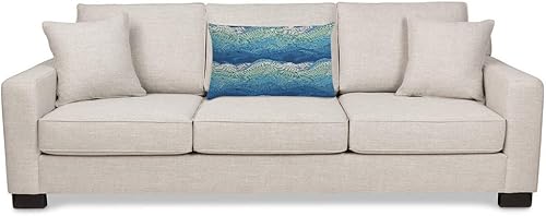 Miniatura 3 de EKOBLA Funda de almohada abstracta con ondas azules dibujadas a mano con patrón de mar a rayas oceánicas, arte brillante, decoración moderna, funda