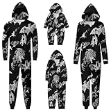 Familien-Halloween-Pyjama-Onesie Halloween Bat Print Matching Family Baby Hooded Jumpsuit Pajama Set(Damen,#040,XXL)