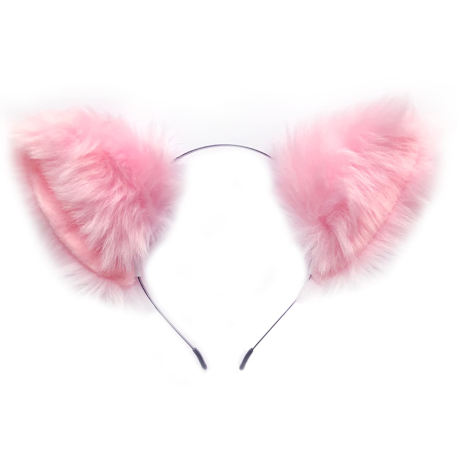 Huralona Faux Fur Cat Fox Ears Headband Flexible Hair Accessory Hairband Handmade Halloween Cosplay Costume Party Dress