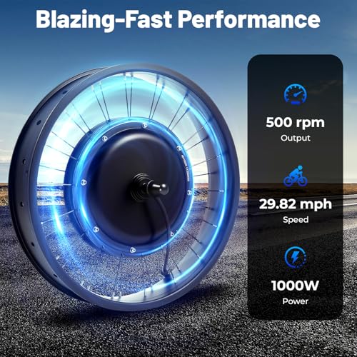 20" Electric Bike Conversion Kit, 48V 1000W Electric Bike kit with Brushless and Gearless Motor Controller Package 3 Sensor Front Hub Motors for Refit 20" X 4" Wheels E Bike Conversion Kits