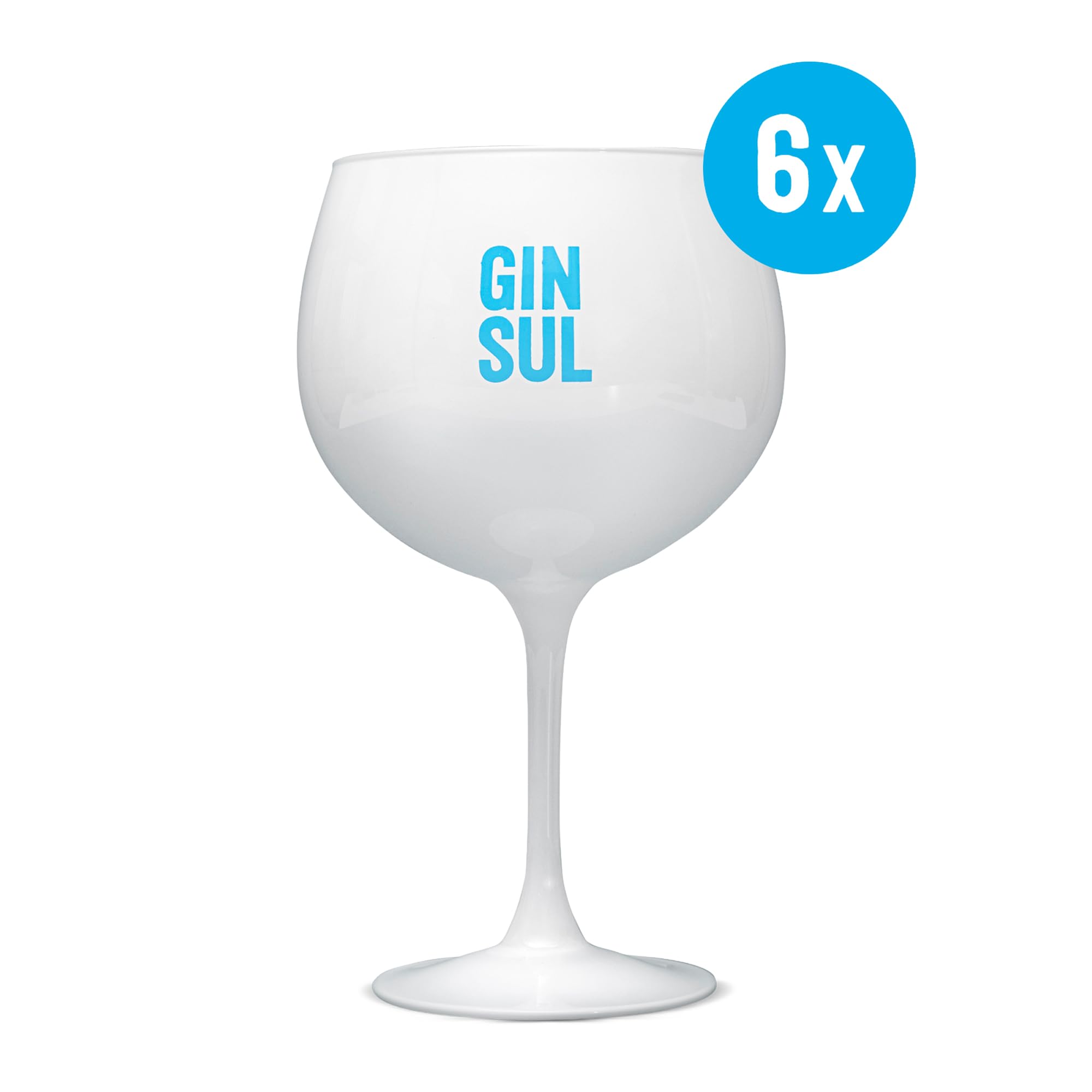 Gin Sul – Gingläser 6er-Set - Weisse Gin-Tonic-Ballon-Gläser mit Aufdruck - Hochwertige, spülmaschinenfeste, bauchige Copo-Gläser für Drinks, Aperitifs, Cocktails - 19,5 x 10,9 cm - 620 ml | Hochwertige, spülmaschinenfeste und bauchige Copa-Gläser für Dri