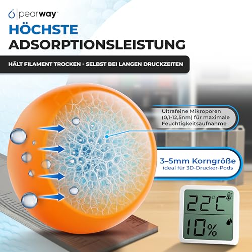 Silica Gel 3–5mm – für präzises Ausgießen in 3D Drucker Pods – Silica Kugeln regenerierbar – Silikat Trockenmittel – Silicagel Orange/Grün – Kieselgel 900g